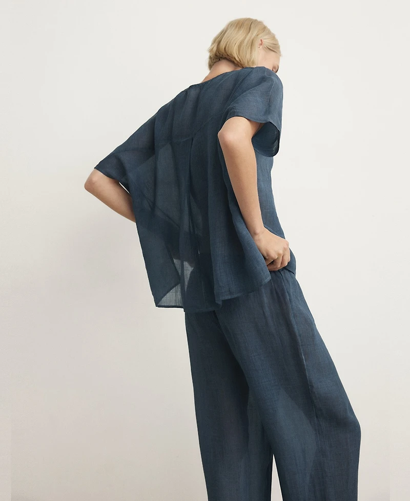 Mango Women's Ramie Overdyed Effect Kaftan