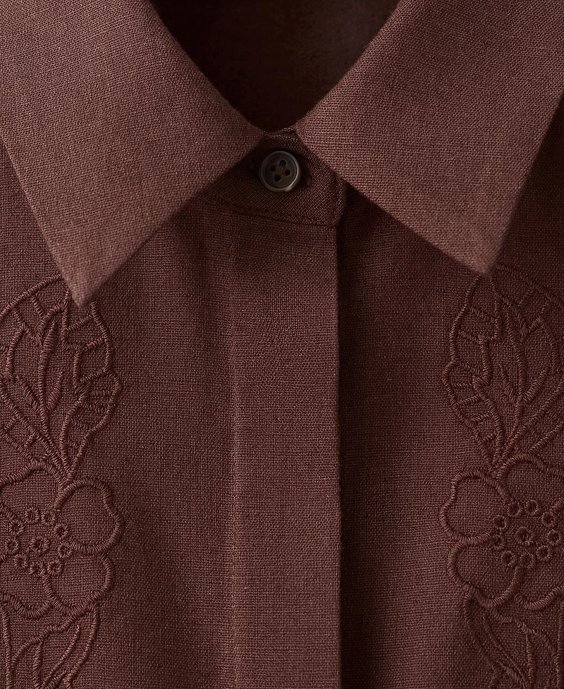 Mango Women's Embroidered Shirt Dress