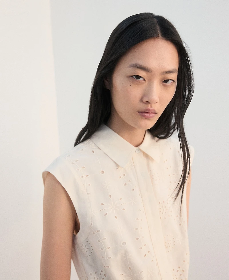 Mango Women's Embroidered Cutwork Romper