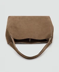 Mango Women's Suede Leather Shopper Bag