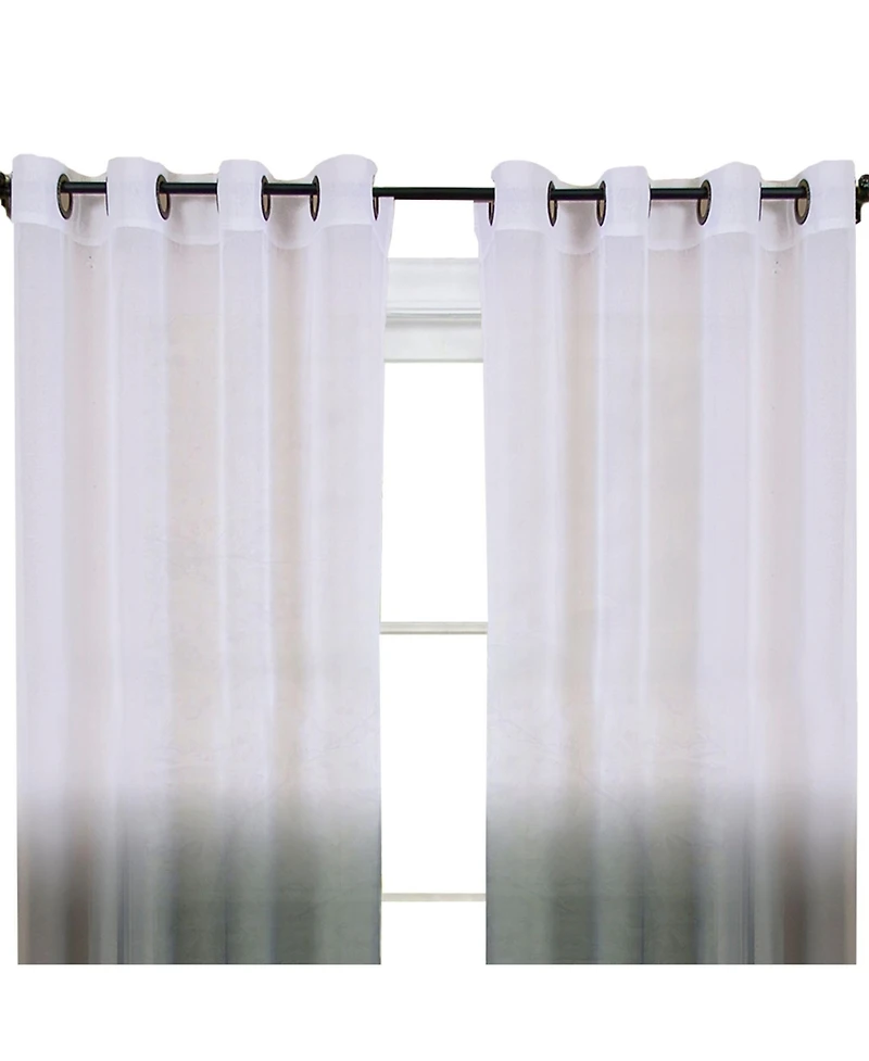 Kate Aurora Tropical Living Semi Matte Sheer Ombre Chic Grommet Top Window Curtains - 52 in. W x 84 L