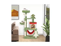 Aostirmotor Christmas Cat Tree with Sisal Scratching Posts & Gift Box Condo, Holiday Pet Furniture