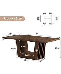 Tribesigns 63-Inch Dining Table for 4-6, Farmhouse Rectangular Kitchen Dinner Table, Wood Dining Room Furniture