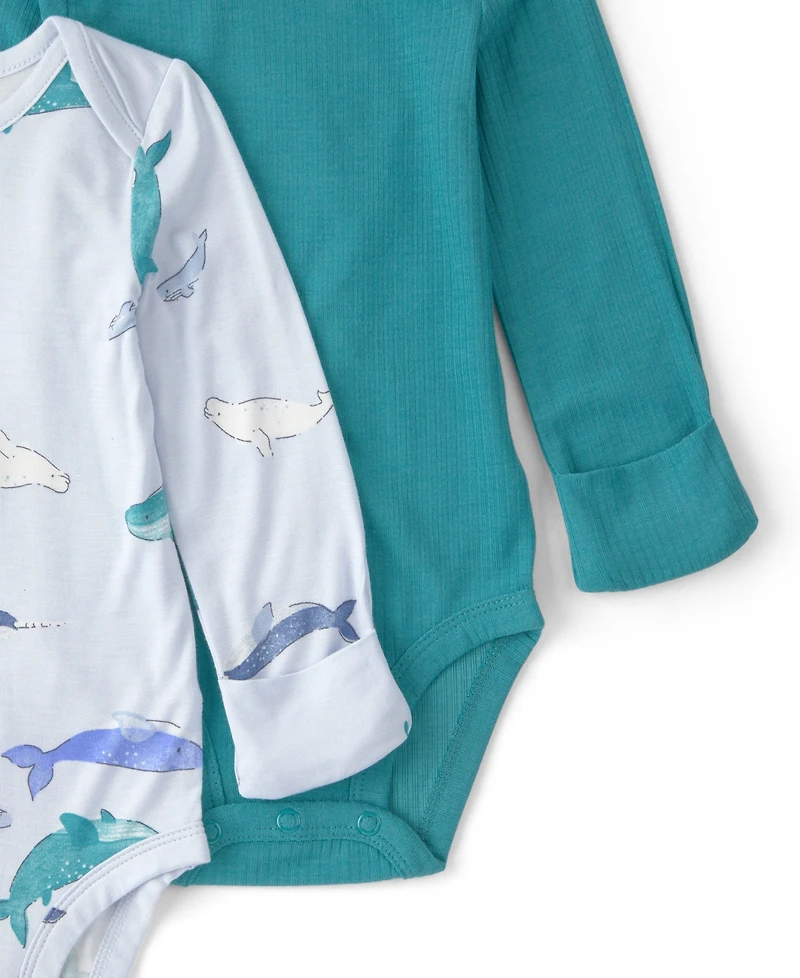 Carter's Baby Boys' PurelySoft Whale Long-Sleeve Multipack Bodysuits, 2-Pack