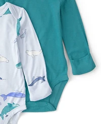 Carter's Baby Boys' PurelySoft Whale Long-Sleeve Multipack Bodysuits, 2-Pack