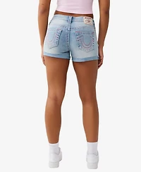 True Religion Women's Jennie Mid-Rise Big T Shorts