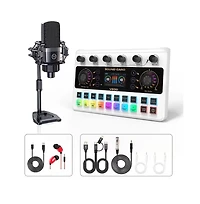 Zealsound Multifunctional Podcast Microphone Bundle with Live Sound Card Audio Mixer