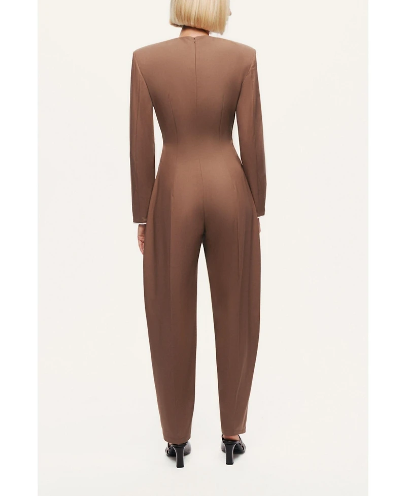 Nocturne Women's Sculpted-Shoulder Crew-Neck Jumpsuit