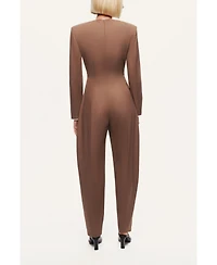 Nocturne Women's Sculpted-Shoulder Crew-Neck Jumpsuit