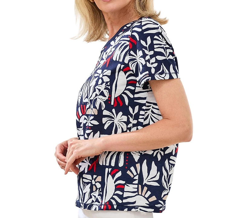 Tribal Women's Printed Crew Neck Top