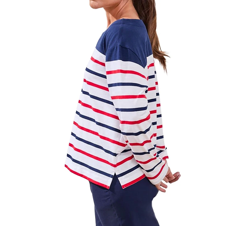 Tribal Women's Boat Neck Long-Sleeve Top