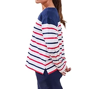 Tribal Women's Boat Neck Long-Sleeve Top