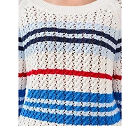 Tribal Women's Striped Cotton Crew Neck Sweater