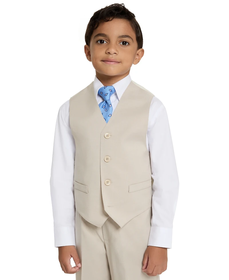 Haggar Boys' 4T-8 V-Neck Vest, Pants, Shirt and Tie, 4-Piece Set