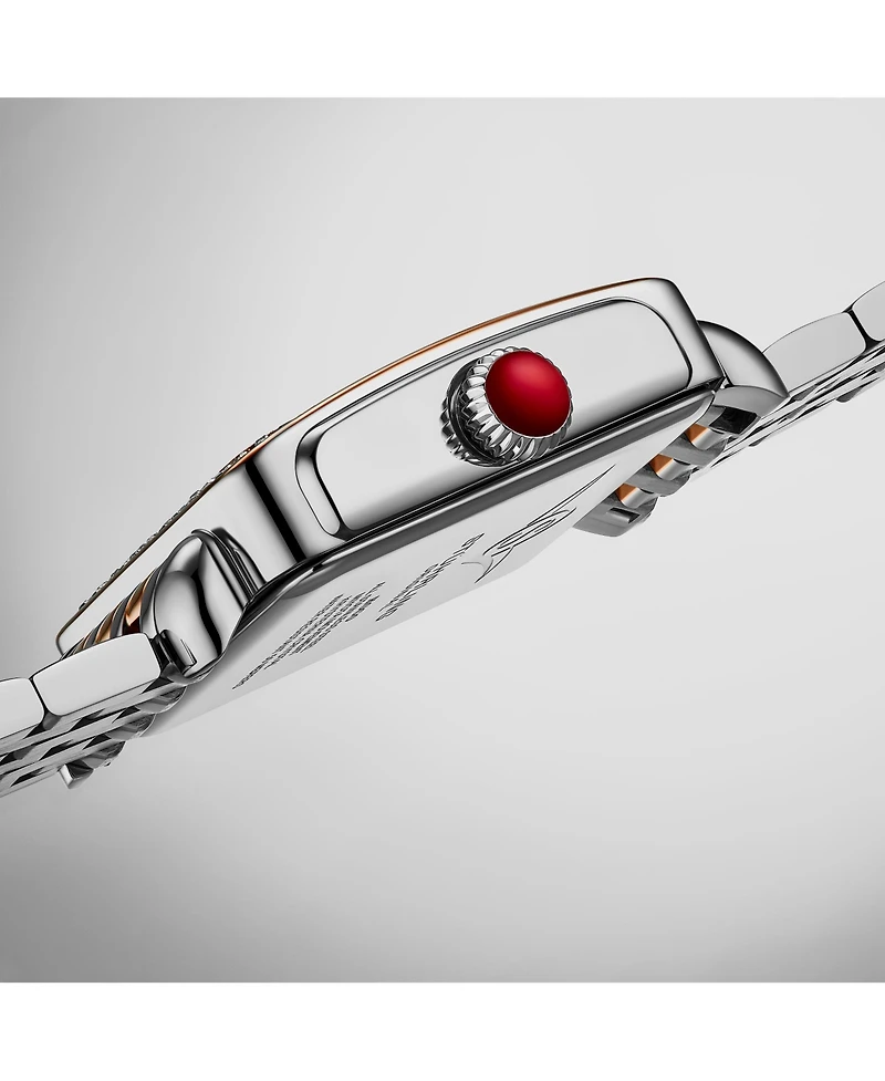 Stuhrling Women s 4090 34mm Crystal-Accented Rectangular Stainless Steel Bracelet Watch with Mother-of-Pearl Dial