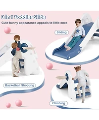 Mecale 3-in-1 Toddler Slide Climber Playset with Basketball Hoop and Ball