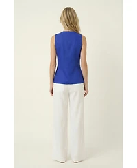 Modenaire Women's Asymmetrical-Hem Sleeveless Button-Front Vest