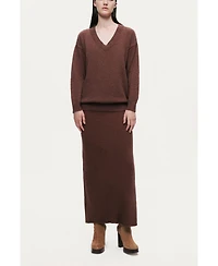 Nocturne Women's Embellished Ribbed Knit Maxi Skirt