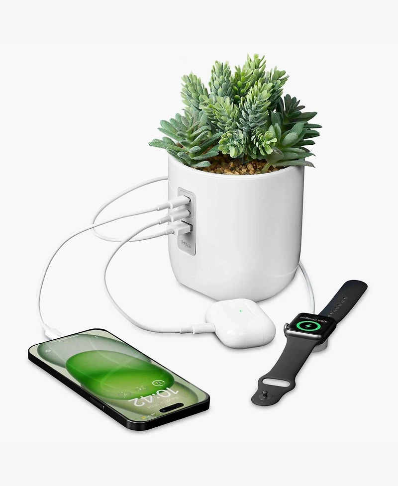 iHome Power Plant Faux Succulent Usb Charging Station