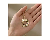 Genevive Unique 14K Gold Plated Multifaceted Cz Initial Pendant Necklace