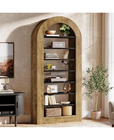 Tribesigns 8-Tier Arched Bookshelf, 70.9'' Bookcase with Storage, Modern Bookshelf