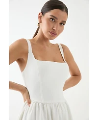 MissPap Women's Square Neck A Line Midi Dress