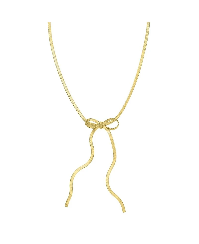 The Lovery Herringbone Bow Necklace Sterling Silver