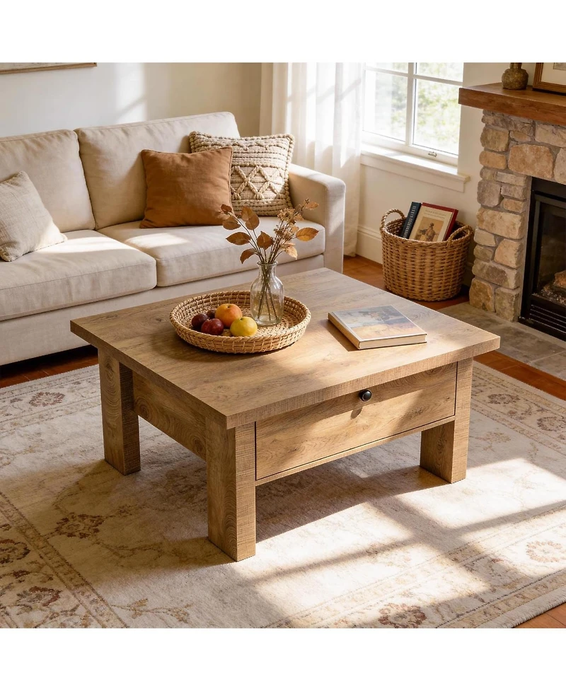 Tribesigns Coffee Table for Living Room, 31.5" Square Coffee Table with Storage for Small Spaces