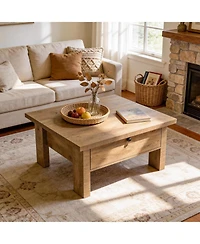 Tribesigns Coffee Table for Living Room, 31.5" Square Coffee Table with Storage for Small Spaces