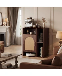 Tribesigns 41.34" H Robot Vacuum Storage Cabinet Side Table, Multi Tier Farmhouse End Cabinet for Living Room, Small Corners