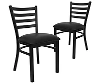 Emma+Oliver 2 Pack Ladder Back Metal Restaurant Chair