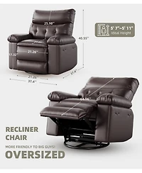 gaomon Oversized Recliner Chair with Massage & Heat, 360degree(s) Swivel Rocking Remote Control