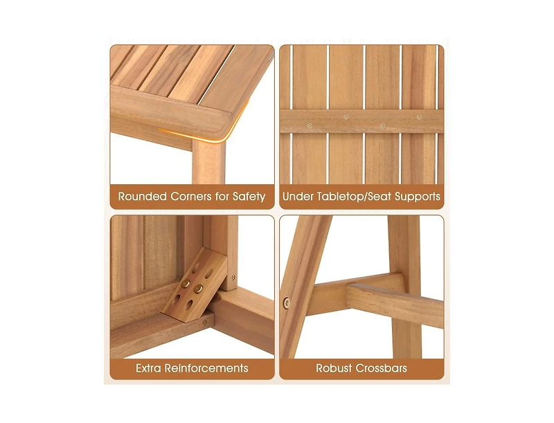 Slickblue Set of 2 Acacia Wood Outdoor Garden Benches with Slatted Seats