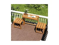 Slickblue Outdoor 3-in-1 Acacia Wood Bench Loveseat with Slatted Design