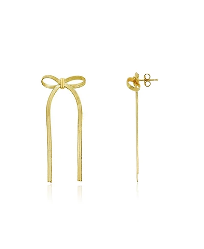 The Lovery Herringbone Bow Earrings 14K Gold-Plated