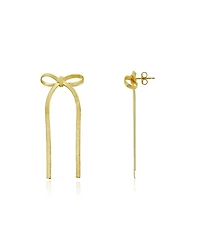 The Lovery Herringbone Bow Earrings 14K Gold-Plated