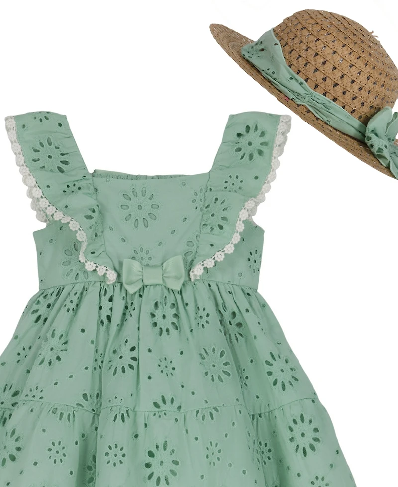 Blueberi Baby Girls' Eyelet Sundress with Hat