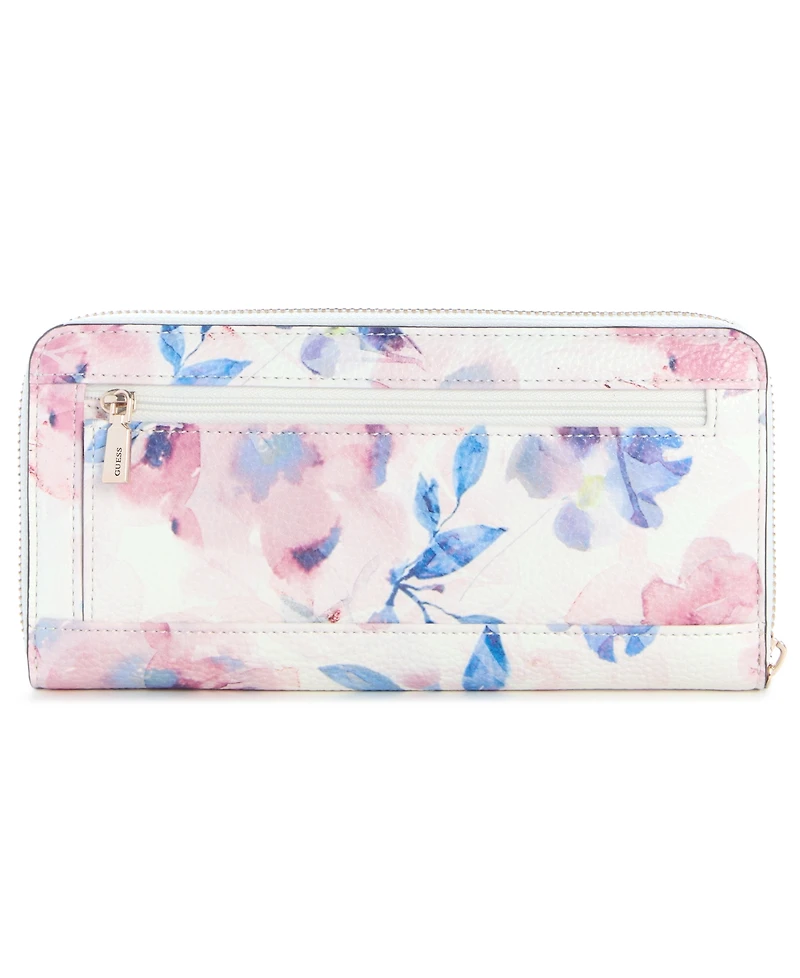 Guess Lucci Boxed Floral Print Large Zip Around Wallet