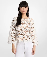 Michael Kors Women's Crewneck Crochet Top with Removable Slip Tank