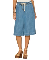 Democracy Petite Skyrise Relaxed Fit Rope Tie-Belt Denim Shorts