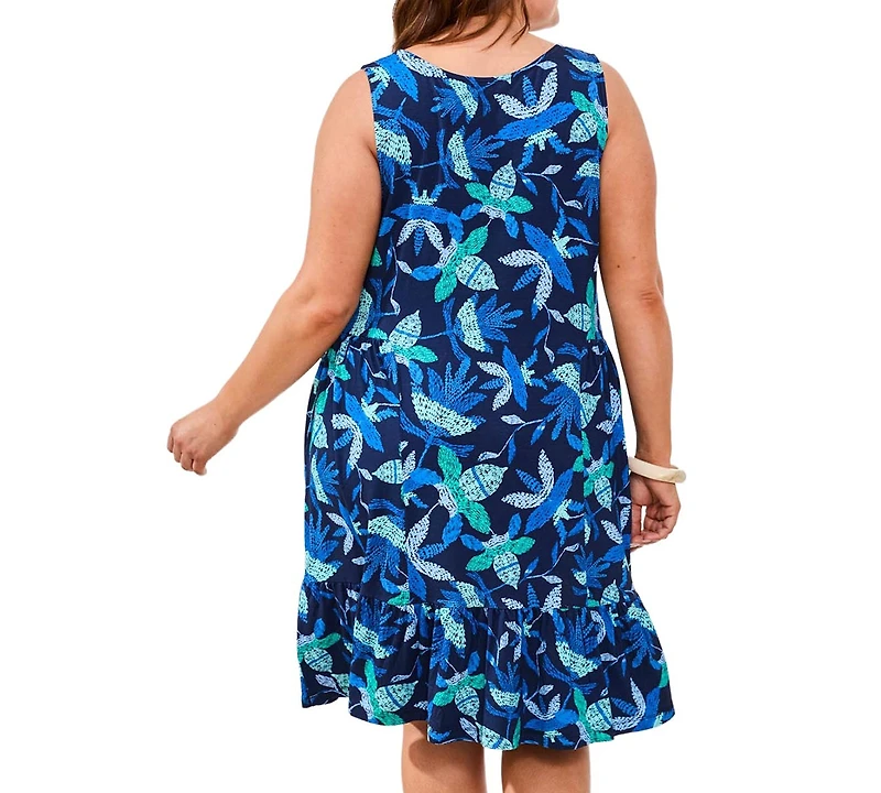 Tribal Plus Printed Sleeveless V-Neck Dress