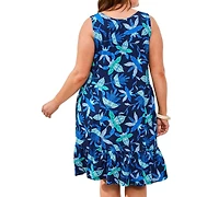 Tribal Plus Printed Sleeveless V-Neck Dress