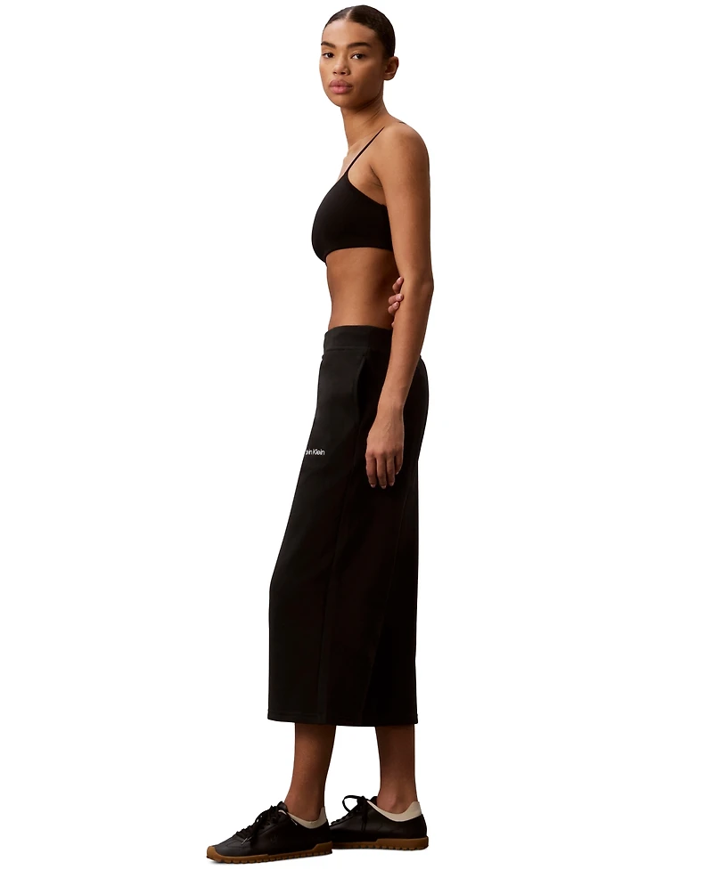 Calvin Klein Performance Women's Brushed Cropped Wide-Leg Sweatpants