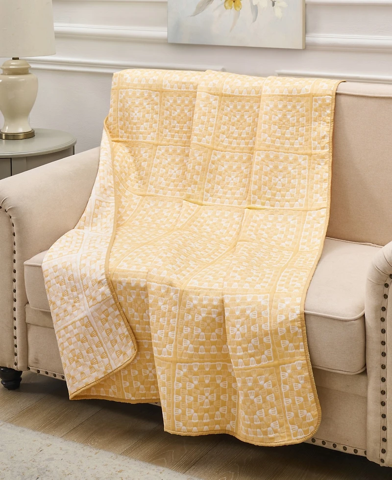 Greenland Home Fashions Granny Squares Reversible Jacquard Woven Throw, 50" x 60"
