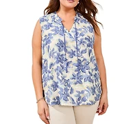 Tribal Plus Inclusive Frill-Neck Printed Blouse