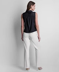 Dkny Petite Collared Neck Sleeveless Blouse
