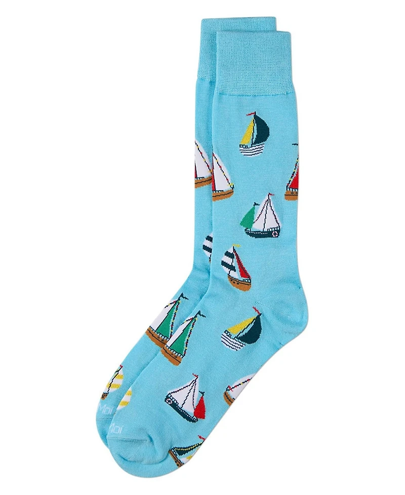 MeMoi Men's Sail Away Novelty Crew Socks