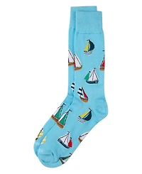 MeMoi Men's Sail Away Novelty Crew Socks