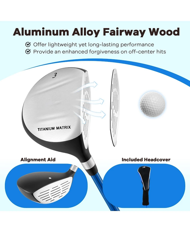 Mecale 38" Junior #3 Fairway Wood, 165CC, Fiberglass Shaft, Ages 11-14