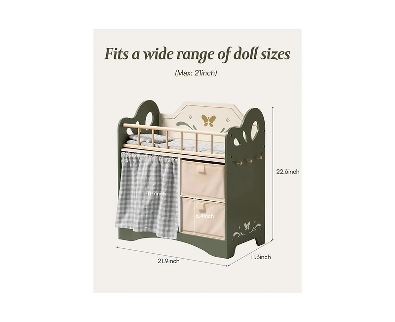 Robotime Dollhouses, Baby Doll Cradle with Storage and Bedding, for Toddler Kids